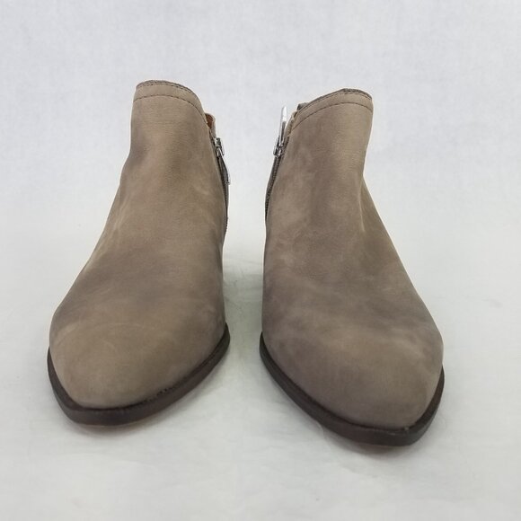 Franco Sarto Laslo Ankle Booties Women's 9 Leather Side Zip Iron Grey Block Heel - Picture 2 of 13